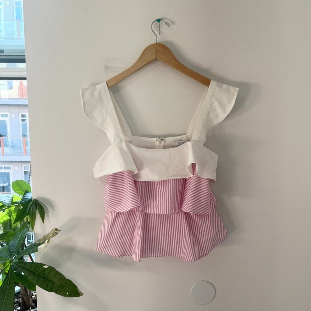 Lucy Paris Pink & White Stripe Tiered Tank Blouse Size XS